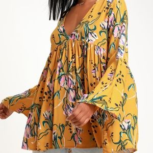 Free People Bella Yellow Floral Tunic